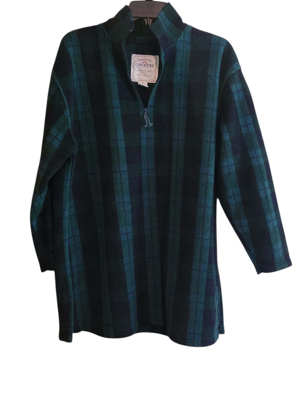Victoria's Secret Green and Black Plaid Fleece Quarter-Zip Nightgown
